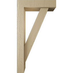 Ekena Millwork - BKTUR0352X14X26TRA05RCPR - Timberthane Faux Wood Traditional Style Bracket w/ Offset Brace, Block Ends, 3 1/2"W x 14"D x 26"H, Primed Tan