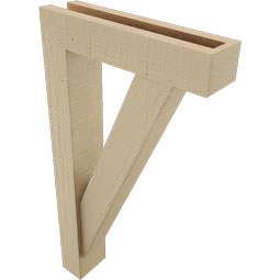 Ekena Millwork - BKTUR0352X14X26TRA05RCPR - Timberthane Faux Wood Traditional Style Bracket w/ Offset Brace, Block Ends, 3 1/2"W x 14"D x 26"H, Primed Tan
