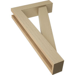 Ekena Millwork - BKTUR0352X14X26TRA05RCPR - Timberthane Faux Wood Traditional Style Bracket w/ Offset Brace, Block Ends, 3 1/2"W x 14"D x 26"H, Primed Tan