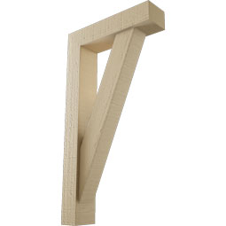 Ekena Millwork - BKTUR0352X14X26TRA05RCPR - Timberthane Faux Wood Traditional Style Bracket w/ Offset Brace, Block Ends, 3 1/2"W x 14"D x 26"H, Primed Tan