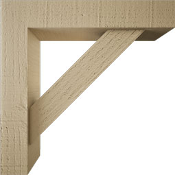 Ekena Millwork - BKTUR0352X16X16TRA05RCPR - Timberthane Faux Wood Traditional Style Bracket w/ Offset Brace, Block Ends, 3 1/2"W x 16"D x 16"H, Primed Tan