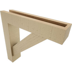 Ekena Millwork - BKTUR0352X16X16TRA05RCPR - Timberthane Faux Wood Traditional Style Bracket w/ Offset Brace, Block Ends, 3 1/2"W x 16"D x 16"H, Primed Tan