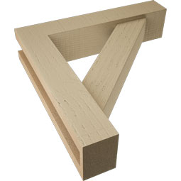 Ekena Millwork - BKTUR0352X16X16TRA05RCPR - Timberthane Faux Wood Traditional Style Bracket w/ Offset Brace, Block Ends, 3 1/2"W x 16"D x 16"H, Primed Tan