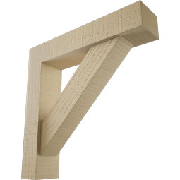 Ekena Millwork - BKTUR0352X16X16TRA05RCPR - Timberthane Faux Wood Traditional Style Bracket w/ Offset Brace, Block Ends, 3 1/2"W x 16"D x 16"H, Primed Tan