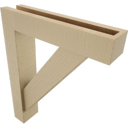 Ekena Millwork - BKTUR0352X16X20TRA05RCPR - Timberthane Faux Wood Traditional Style Bracket w/ Offset Brace, Block Ends, 3 1/2"W x 16"D x 20"H, Primed Tan
