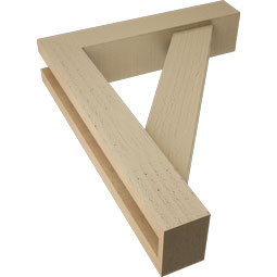 Ekena Millwork - BKTUR0352X16X20TRA05RCPR - Timberthane Faux Wood Traditional Style Bracket w/ Offset Brace, Block Ends, 3 1/2"W x 16"D x 20"H, Primed Tan