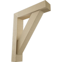 Ekena Millwork - BKTUR0352X16X20TRA05RCPR - Timberthane Faux Wood Traditional Style Bracket w/ Offset Brace, Block Ends, 3 1/2"W x 16"D x 20"H, Primed Tan