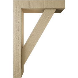 Ekena Millwork - BKTUR0352X16X24TRA05RCPR - Timberthane Faux Wood Traditional Style Bracket w/ Offset Brace, Block Ends, 3 1/2"W x 16"D x 24"H, Primed Tan