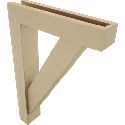 Ekena Millwork - BKTUR0352X16X24TRA05RCPR - Timberthane Faux Wood Traditional Style Bracket w/ Offset Brace, Block Ends, 3 1/2"W x 16"D x 24"H, Primed Tan