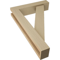 Ekena Millwork - BKTUR0352X16X24TRA05RCPR - Timberthane Faux Wood Traditional Style Bracket w/ Offset Brace, Block Ends, 3 1/2"W x 16"D x 24"H, Primed Tan