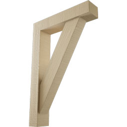 Ekena Millwork - BKTUR0352X16X24TRA05RCPR - Timberthane Faux Wood Traditional Style Bracket w/ Offset Brace, Block Ends, 3 1/2"W x 16"D x 24"H, Primed Tan