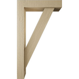 Ekena Millwork - BKTUR0352X16X28TRA05RCPR - Timberthane Faux Wood Traditional Style Bracket w/ Offset Brace, Block Ends, 3 1/2"W x 16"D x 28"H, Primed Tan