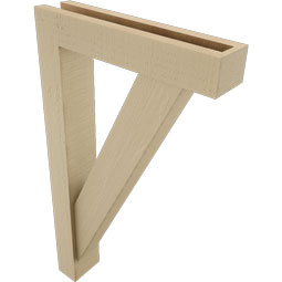 Ekena Millwork - BKTUR0352X16X28TRA05RCPR - Timberthane Faux Wood Traditional Style Bracket w/ Offset Brace, Block Ends, 3 1/2"W x 16"D x 28"H, Primed Tan