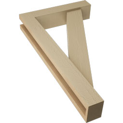 Ekena Millwork - BKTUR0352X16X28TRA05RCPR - Timberthane Faux Wood Traditional Style Bracket w/ Offset Brace, Block Ends, 3 1/2"W x 16"D x 28"H, Primed Tan
