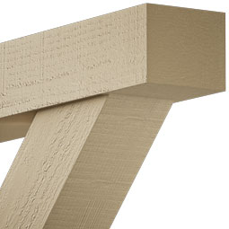 Ekena Millwork - BKTUROTRA44 - Timberthane Rough Cedar Faux Wood Traditional Block Bracket w/ Offset Brace