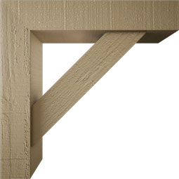 Ekena Millwork - BKTUROTRA44 - Timberthane Rough Cedar Faux Wood Traditional Block Bracket w/ Offset Brace