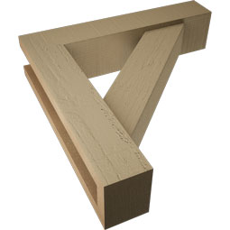 Ekena Millwork - BKTUROTRA44 - Timberthane Rough Cedar Faux Wood Traditional Block Bracket w/ Offset Brace