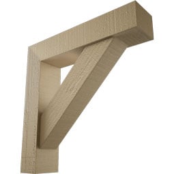 Ekena Millwork - BKTUROTRA44 - Timberthane Rough Cedar Faux Wood Traditional Block Bracket w/ Offset Brace