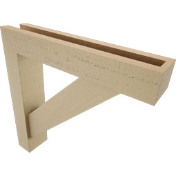 Ekena Millwork - BKTUR0352X18X18TRA05RCPR - Timberthane Faux Wood Traditional Style Bracket w/ Offset Brace, Block Ends, 3 1/2"W x 18"D x 18"H, Primed Tan