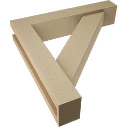 Ekena Millwork - BKTUR0352X18X18TRA05RCPR - Timberthane Faux Wood Traditional Style Bracket w/ Offset Brace, Block Ends, 3 1/2"W x 18"D x 18"H, Primed Tan