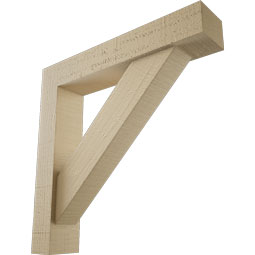 Ekena Millwork - BKTUR0352X18X18TRA05RCPR - Timberthane Faux Wood Traditional Style Bracket w/ Offset Brace, Block Ends, 3 1/2"W x 18"D x 18"H, Primed Tan