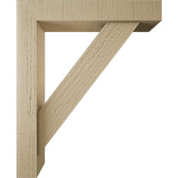 Ekena Millwork - BKTUR0352X18X22TRA05RCPR - Timberthane Faux Wood Traditional Style Bracket w/ Offset Brace, Block Ends, 3 1/2"W x 18"D x 22"H, Primed Tan