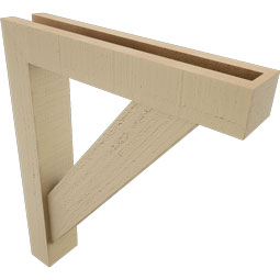 Ekena Millwork - BKTUR0352X18X22TRA05RCPR - Timberthane Faux Wood Traditional Style Bracket w/ Offset Brace, Block Ends, 3 1/2"W x 18"D x 22"H, Primed Tan