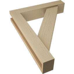 Ekena Millwork - BKTUR0352X18X22TRA05RCPR - Timberthane Faux Wood Traditional Style Bracket w/ Offset Brace, Block Ends, 3 1/2"W x 18"D x 22"H, Primed Tan