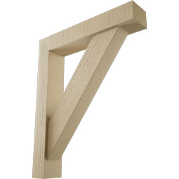 Ekena Millwork - BKTUR0352X18X22TRA05RCPR - Timberthane Faux Wood Traditional Style Bracket w/ Offset Brace, Block Ends, 3 1/2"W x 18"D x 22"H, Primed Tan