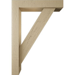 Ekena Millwork - BKTUR0352X18X26TRA05RCPR - Timberthane Faux Wood Traditional Style Bracket w/ Offset Brace, Block Ends, 3 1/2"W x 18"D x 26"H, Primed Tan