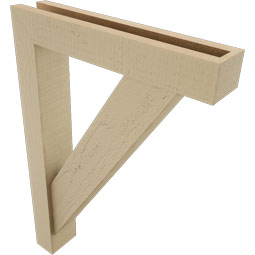 Ekena Millwork - BKTUR0352X18X26TRA05RCPR - Timberthane Faux Wood Traditional Style Bracket w/ Offset Brace, Block Ends, 3 1/2"W x 18"D x 26"H, Primed Tan