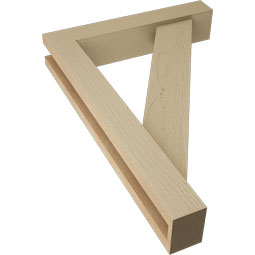 Ekena Millwork - BKTUR0352X18X26TRA05RCPR - Timberthane Faux Wood Traditional Style Bracket w/ Offset Brace, Block Ends, 3 1/2"W x 18"D x 26"H, Primed Tan