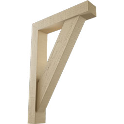 Ekena Millwork - BKTUR0352X18X26TRA05RCPR - Timberthane Faux Wood Traditional Style Bracket w/ Offset Brace, Block Ends, 3 1/2"W x 18"D x 26"H, Primed Tan