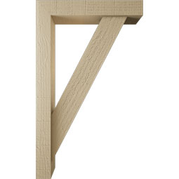 Ekena Millwork - BKTUR0352X18X30TRA05RCPR - Timberthane Faux Wood Traditional Style Bracket w/ Offset Brace, Block Ends, 3 1/2"W x 18"D x 30"H, Primed Tan