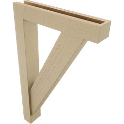 Ekena Millwork - BKTUR0352X18X30TRA05RCPR - Timberthane Faux Wood Traditional Style Bracket w/ Offset Brace, Block Ends, 3 1/2"W x 18"D x 30"H, Primed Tan
