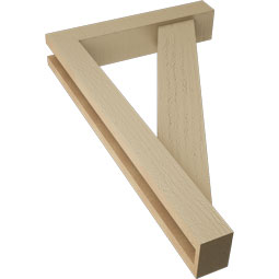 Ekena Millwork - BKTUR0352X18X30TRA05RCPR - Timberthane Faux Wood Traditional Style Bracket w/ Offset Brace, Block Ends, 3 1/2"W x 18"D x 30"H, Primed Tan