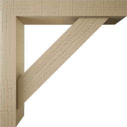 Ekena Millwork - BKTUR0352X20X20TRA05RCPR - Timberthane Faux Wood Traditional Style Bracket w/ Offset Brace, Block Ends, 3 1/2"W x 20"D x 20"H, Primed Tan