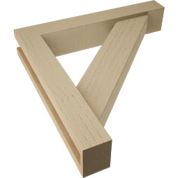 Ekena Millwork - BKTUR0352X20X20TRA05RCPR - Timberthane Faux Wood Traditional Style Bracket w/ Offset Brace, Block Ends, 3 1/2"W x 20"D x 20"H, Primed Tan