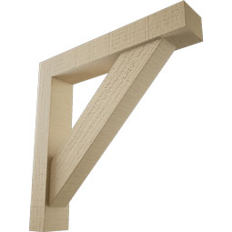 Ekena Millwork - BKTUR0352X20X20TRA05RCPR - Timberthane Faux Wood Traditional Style Bracket w/ Offset Brace, Block Ends, 3 1/2"W x 20"D x 20"H, Primed Tan