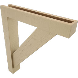 Ekena Millwork - BKTUR0352X20X24TRA05RCPR - Timberthane Faux Wood Traditional Style Bracket w/ Offset Brace, Block Ends, 3 1/2"W x 20"D x 24"H, Primed Tan