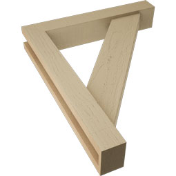 Ekena Millwork - BKTUR0352X20X24TRA05RCPR - Timberthane Faux Wood Traditional Style Bracket w/ Offset Brace, Block Ends, 3 1/2"W x 20"D x 24"H, Primed Tan