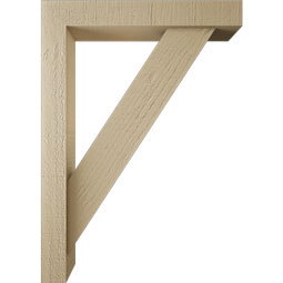 Ekena Millwork - BKTUR0352X20X28TRA05RCPR - Timberthane Faux Wood Traditional Style Bracket w/ Offset Brace, Block Ends, 3 1/2"W x 20"D x 28"H, Primed Tan