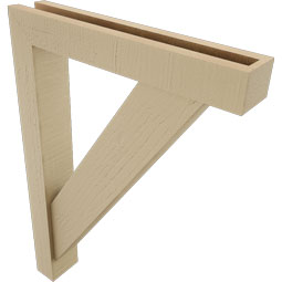 Ekena Millwork - BKTUR0352X20X28TRA05RCPR - Timberthane Faux Wood Traditional Style Bracket w/ Offset Brace, Block Ends, 3 1/2"W x 20"D x 28"H, Primed Tan