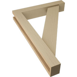 Ekena Millwork - BKTUR0352X20X28TRA05RCPR - Timberthane Faux Wood Traditional Style Bracket w/ Offset Brace, Block Ends, 3 1/2"W x 20"D x 28"H, Primed Tan