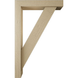 Ekena Millwork - BKTUR0352X20X32TRA05RCPR - Timberthane Faux Wood Traditional Style Bracket w/ Offset Brace, Block Ends, 3 1/2"W x 20"D x 32"H, Primed Tan