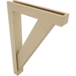 Ekena Millwork - BKTUR0352X20X32TRA05RCPR - Timberthane Faux Wood Traditional Style Bracket w/ Offset Brace, Block Ends, 3 1/2"W x 20"D x 32"H, Primed Tan