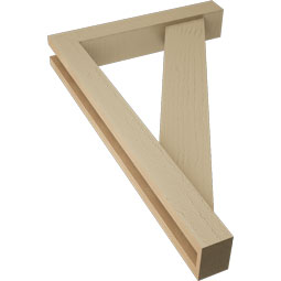 Ekena Millwork - BKTUR0352X20X32TRA05RCPR - Timberthane Faux Wood Traditional Style Bracket w/ Offset Brace, Block Ends, 3 1/2"W x 20"D x 32"H, Primed Tan