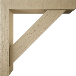 Ekena Millwork - BKTUR0352X22X22TRA05RCPR - Timberthane Faux Wood Traditional Style Bracket w/ Offset Brace, Block Ends, 3 1/2"W x 22"D x 22"H, Primed Tan
