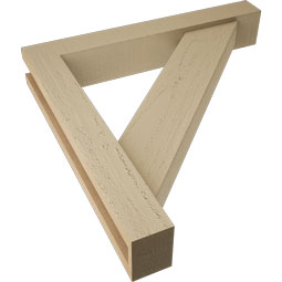 Ekena Millwork - BKTUR0352X22X22TRA05RCPR - Timberthane Faux Wood Traditional Style Bracket w/ Offset Brace, Block Ends, 3 1/2"W x 22"D x 22"H, Primed Tan