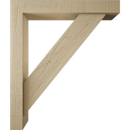 Ekena Millwork - BKTUR0352X22X26TRA05RCPR - Timberthane Faux Wood Traditional Style Bracket w/ Offset Brace, Block Ends, 3 1/2"W x 22"D x 26"H, Primed Tan